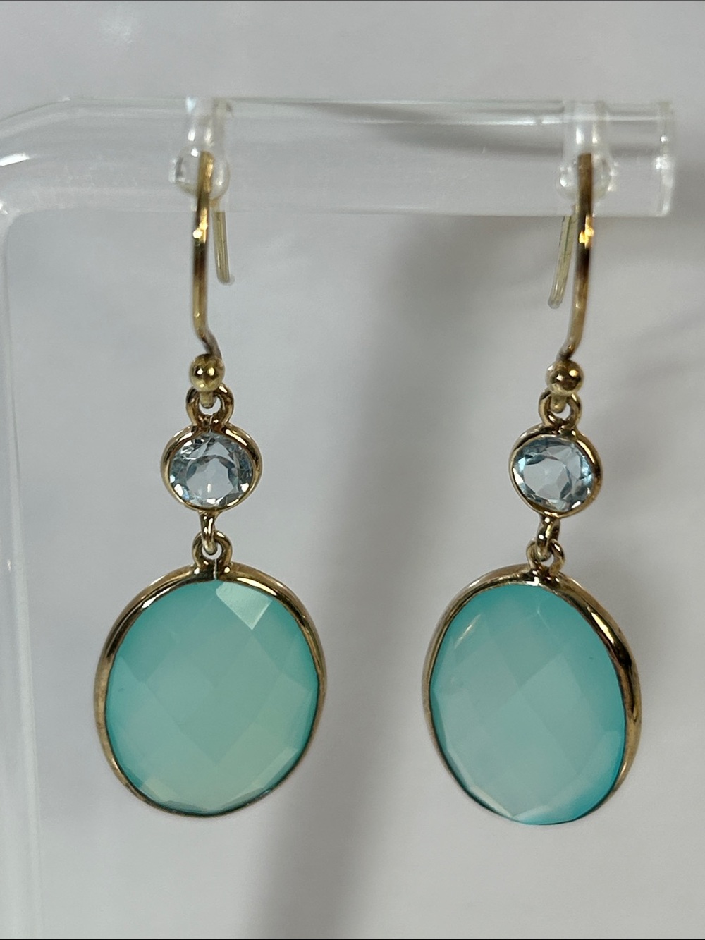 NWOT NYC 11 Gold Plated Sterling Silver Multi Genuine Aqua Gemstone Earrings
